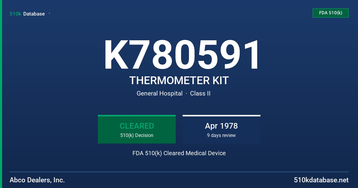 K780591 THERMOMETER KIT FDA 510(k) Cleared Medical Device
