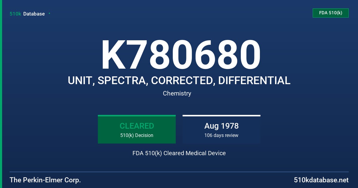 K780680 UNIT, SPECTRA, CORRECTED, DIFFERENTIAL FDA 510(k) Cleared Medical Device