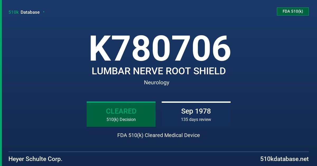 K780706 LUMBAR NERVE ROOT SHIELD FDA 510(k) Cleared Medical Device
