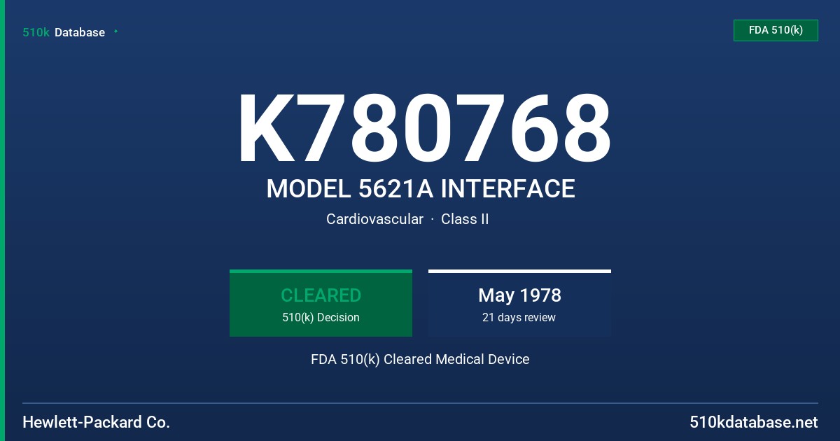 K780768 MODEL 5621A INTERFACE FDA 510(k) Cleared Medical Device