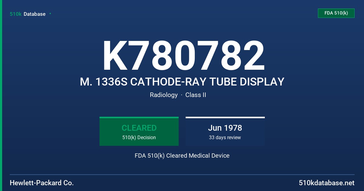 K780782 M. 1336S CATHODE-RAY TUBE DISPLAY FDA 510(k) Cleared Medical Device