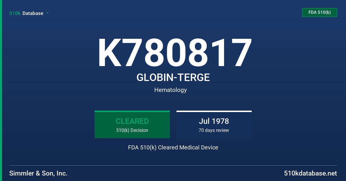 K780817 GLOBIN-TERGE FDA 510(k) Cleared Medical Device