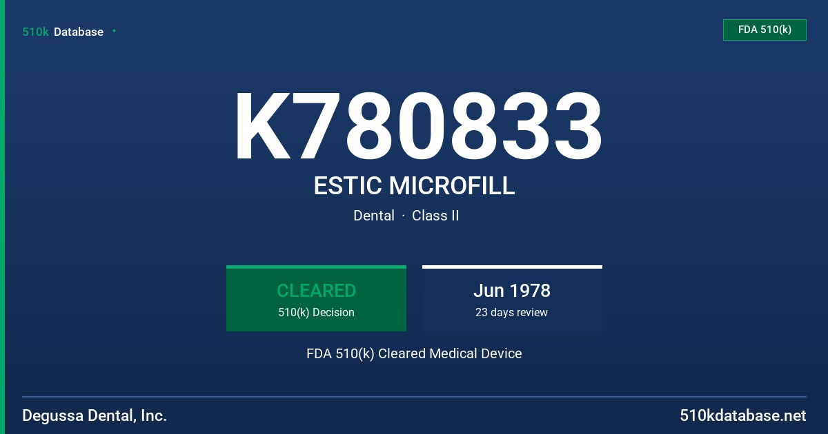 K780833 ESTIC MICROFILL FDA 510(k) Cleared Medical Device