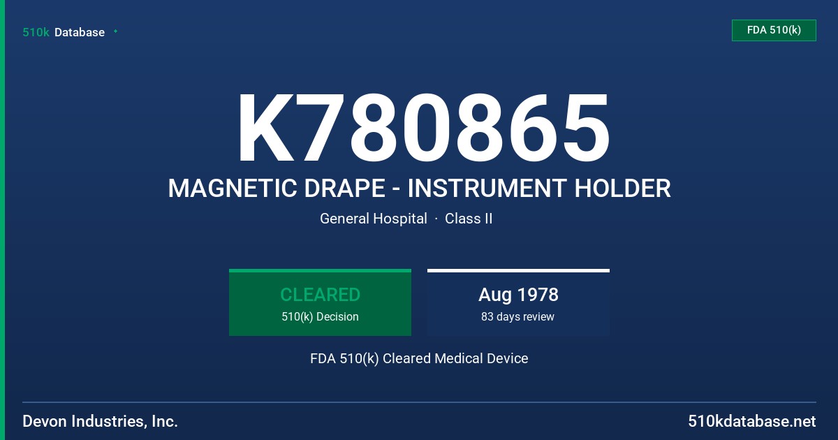 K780865 MAGNETIC DRAPE - INSTRUMENT HOLDER FDA 510(k) Cleared Medical Device