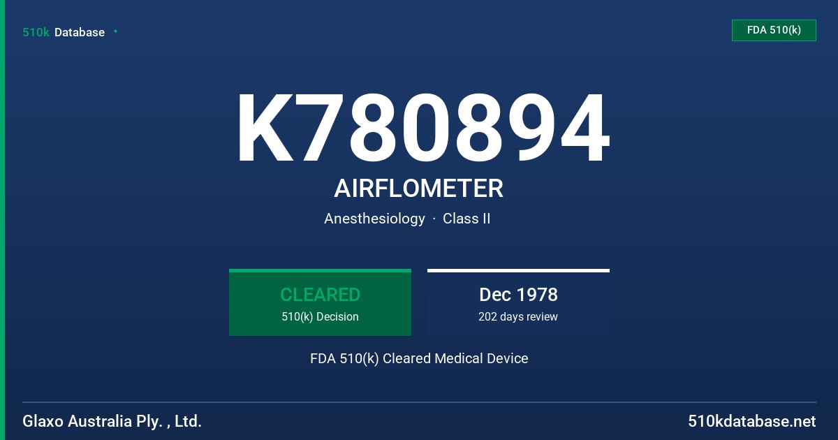 K780894 AIRFLOMETER FDA 510(k) Cleared Medical Device