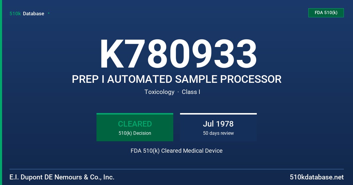 K780933 PREP I AUTOMATED SAMPLE PROCESSOR FDA 510(k) Cleared Medical Device