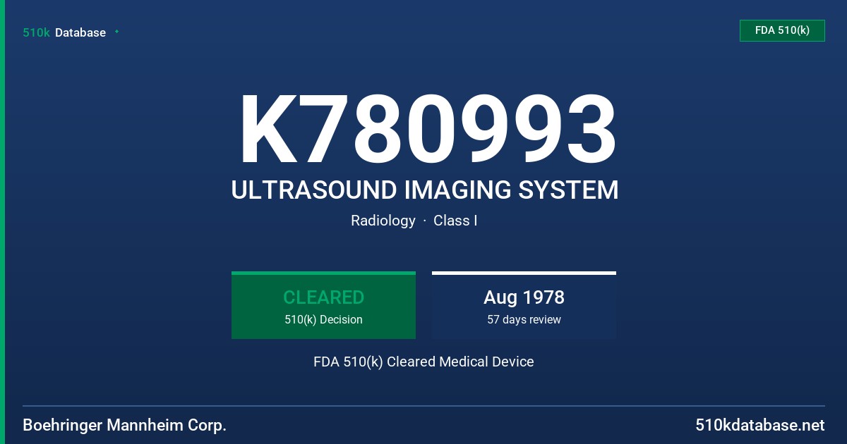 K780993 ULTRASOUND IMAGING SYSTEM FDA 510(k) Cleared Medical Device