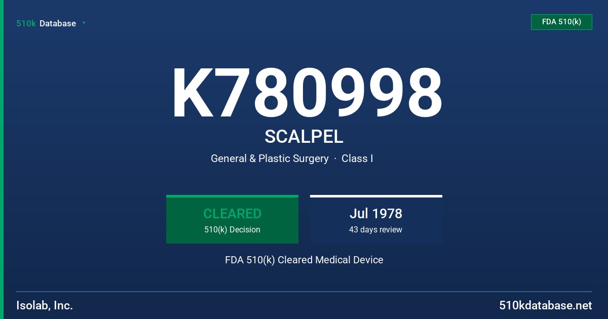 K780998 SCALPEL FDA 510(k) Cleared Medical Device