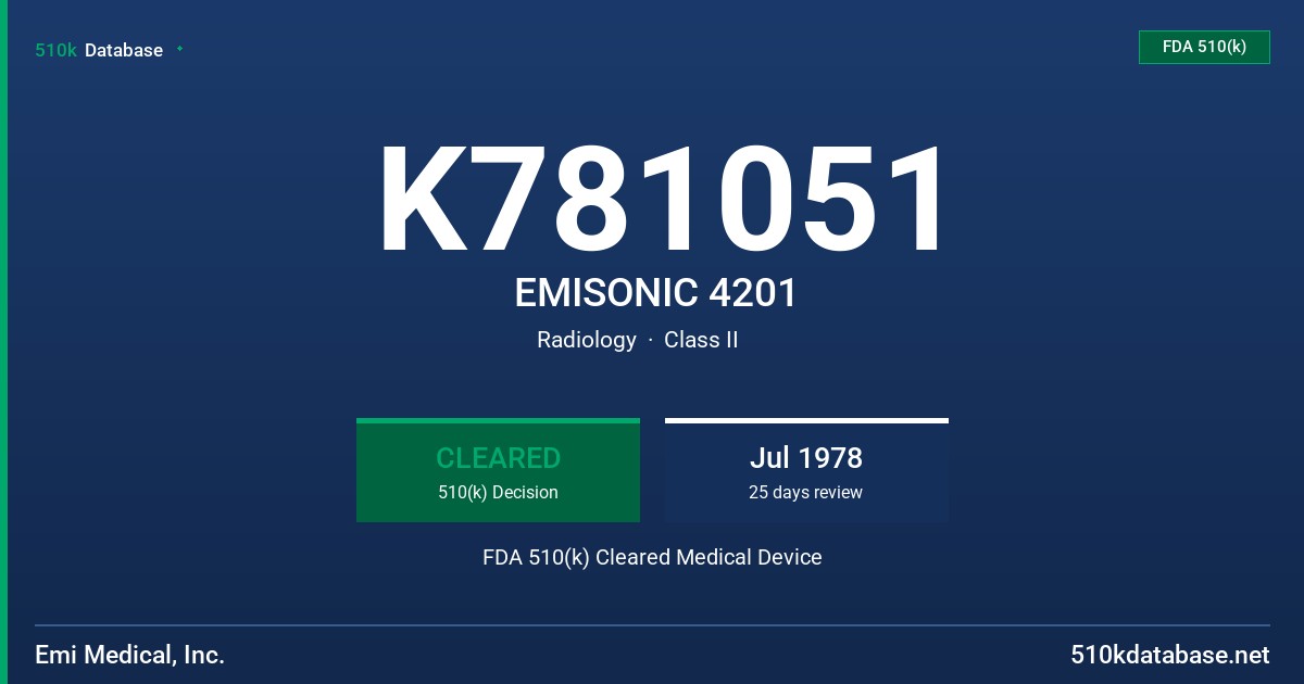 K781051 EMISONIC 4201 FDA 510(k) Cleared Medical Device