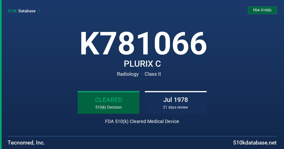 K781066 PLURIX C FDA 510(k) Cleared Medical Device