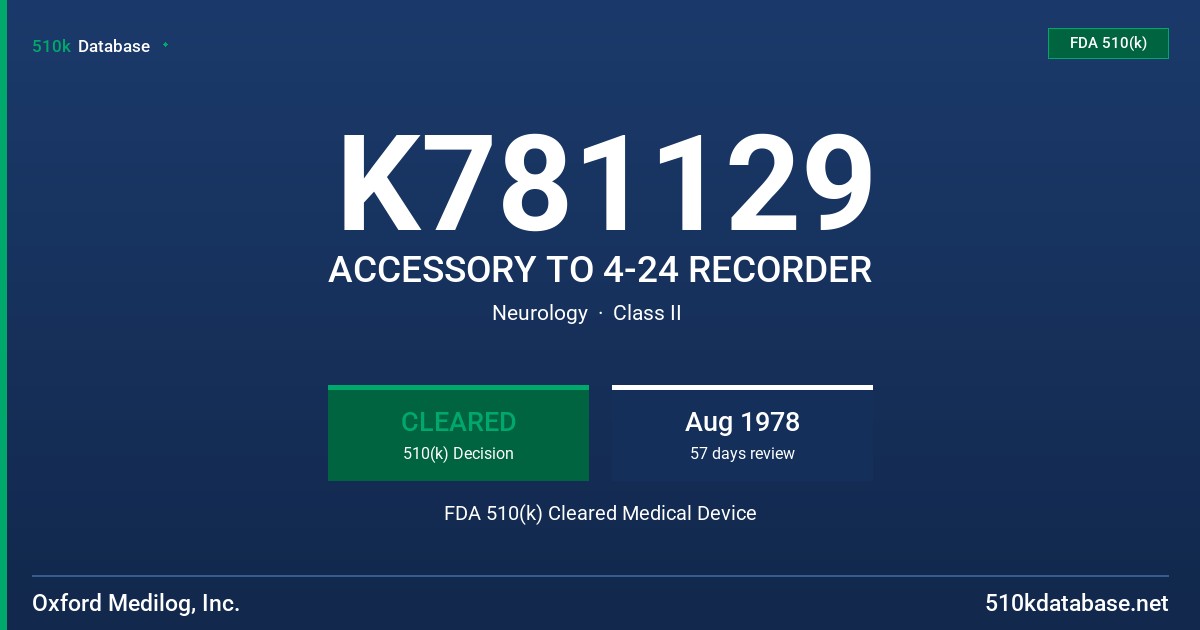 K781129 ACCESSORY TO 4-24 RECORDER FDA 510(k) Cleared Medical Device