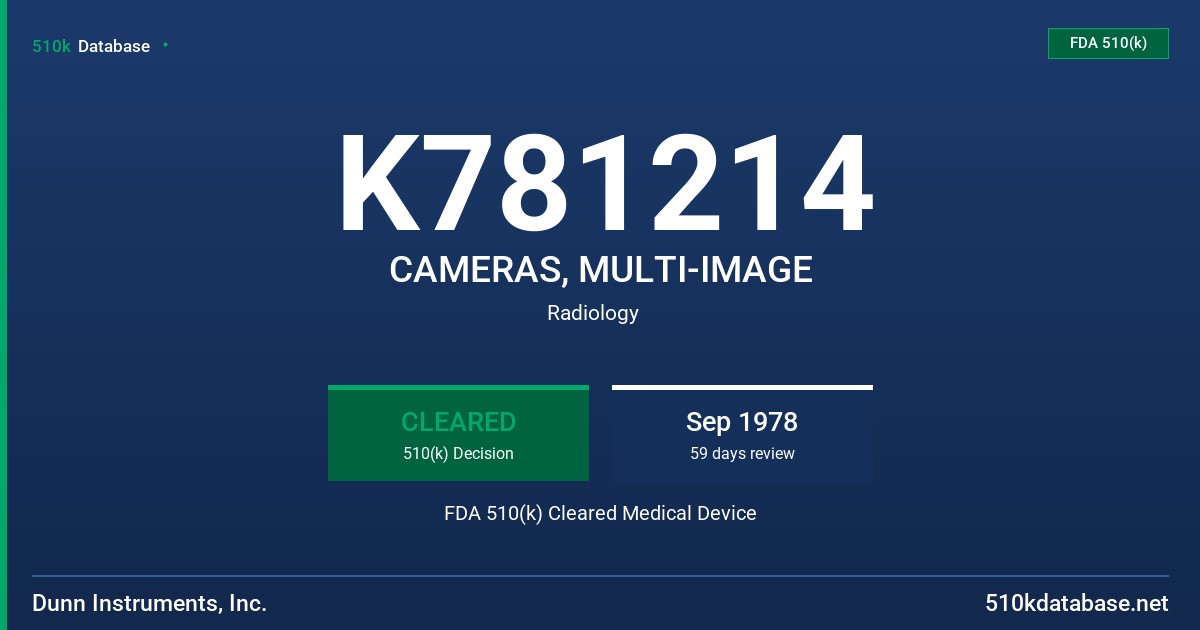 K781214 CAMERAS, MULTI-IMAGE FDA 510(k) Cleared Medical Device