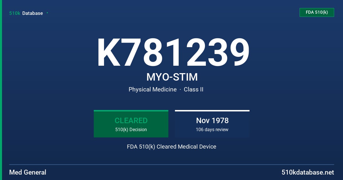 K781239 MYO-STIM FDA 510(k) Cleared Medical Device