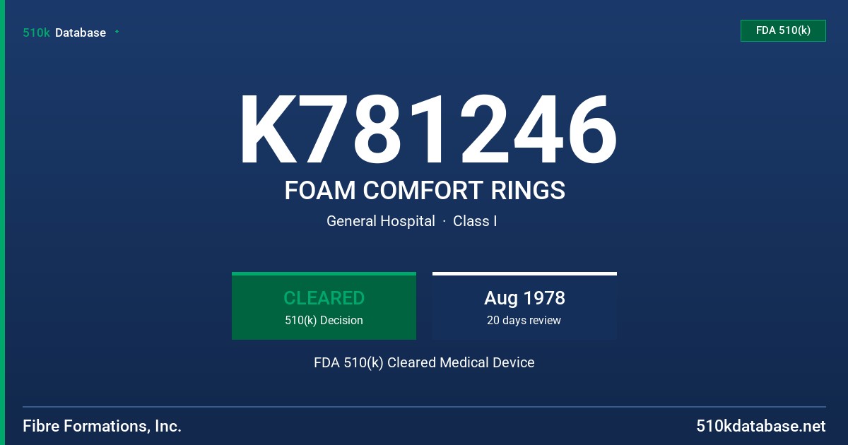 K781246 FOAM COMFORT RINGS FDA 510(k) Cleared Medical Device
