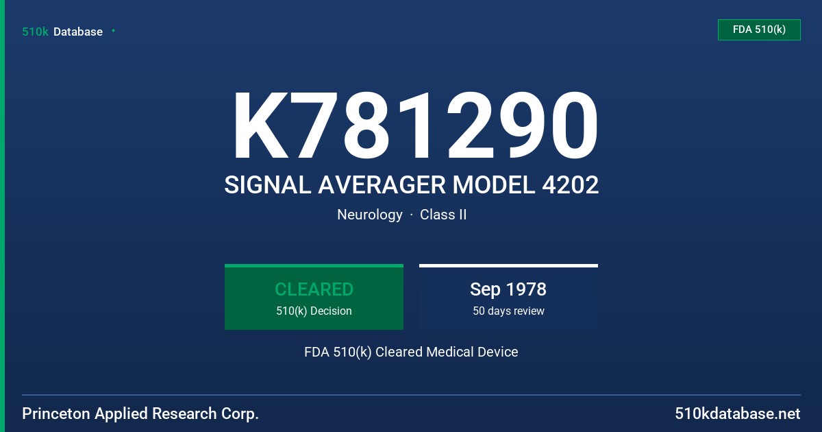 K781290 SIGNAL AVERAGER MODEL 4202 FDA 510(k) Cleared Medical Device