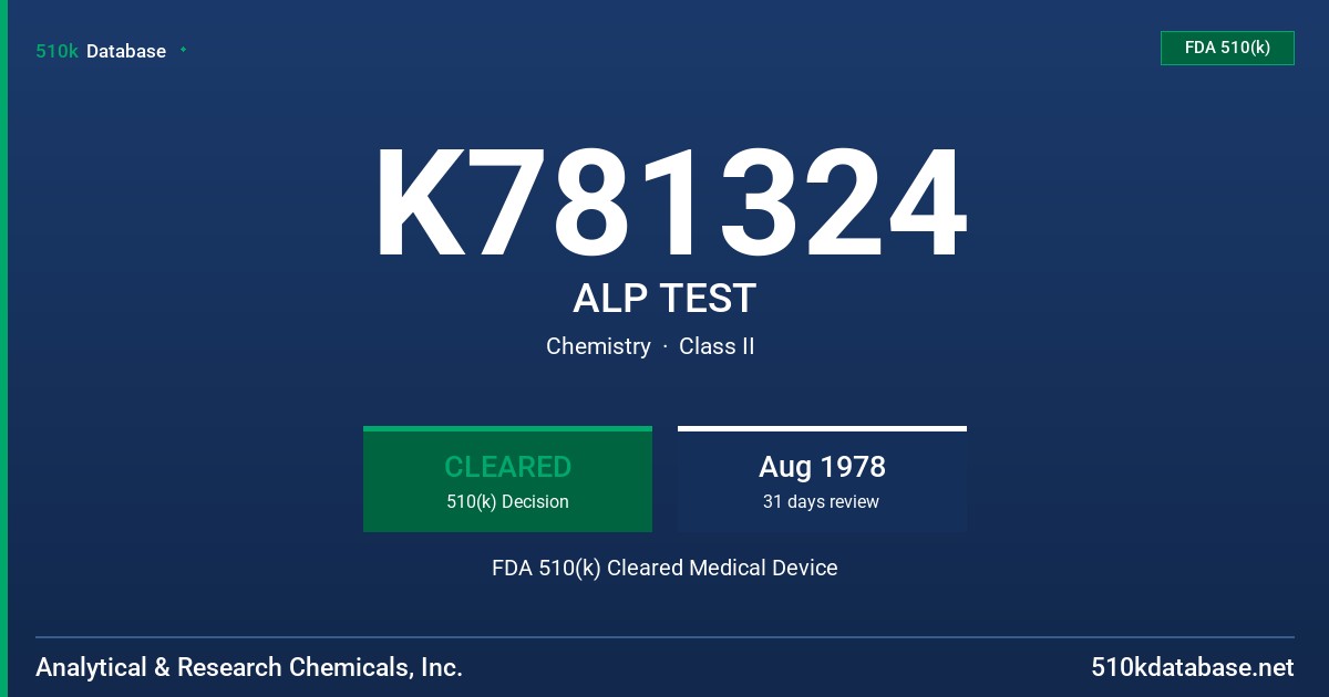 K781324 ALP TEST FDA 510(k) Cleared Medical Device