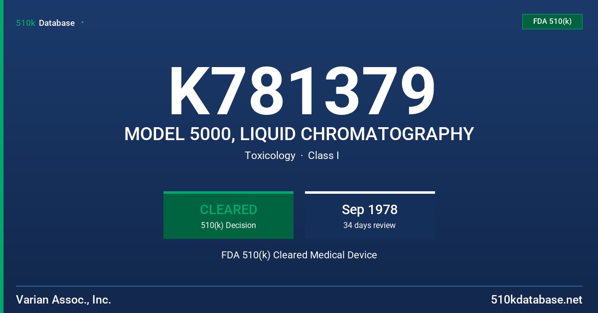 K781379 MODEL 5000, LIQUID CHROMATOGRAPHY FDA 510(k) Cleared Medical Device