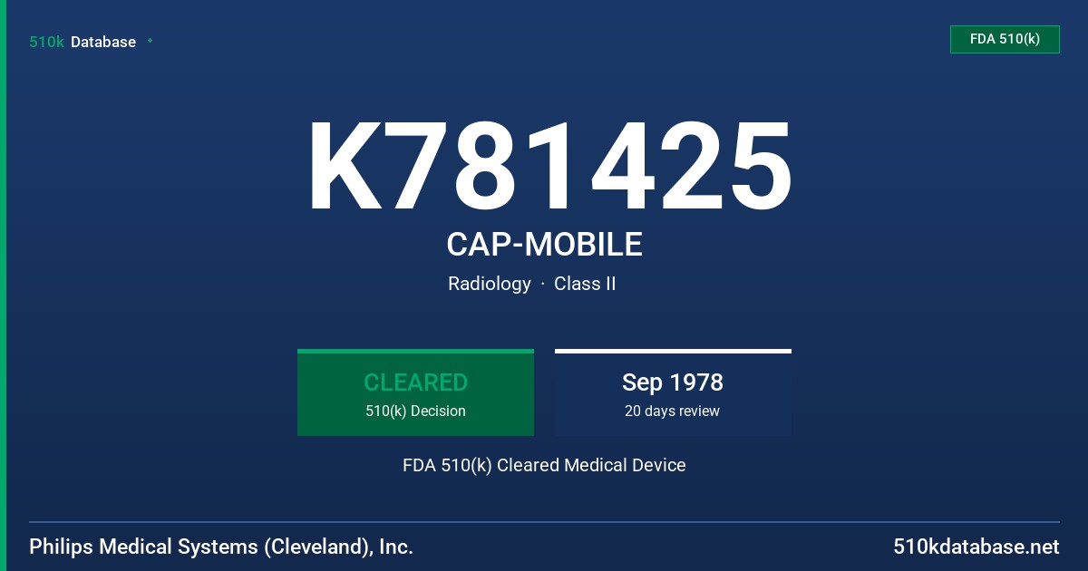 K781425 CAP-MOBILE FDA 510(k) Cleared Medical Device