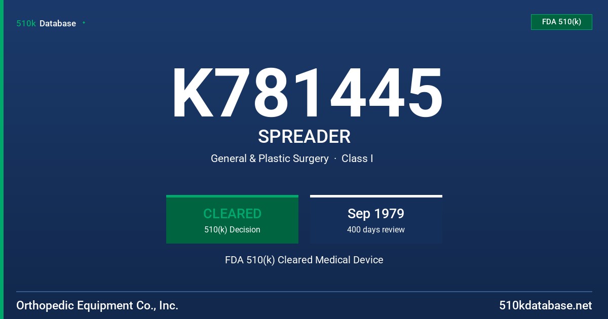 K781445 SPREADER FDA 510(k) Cleared Medical Device