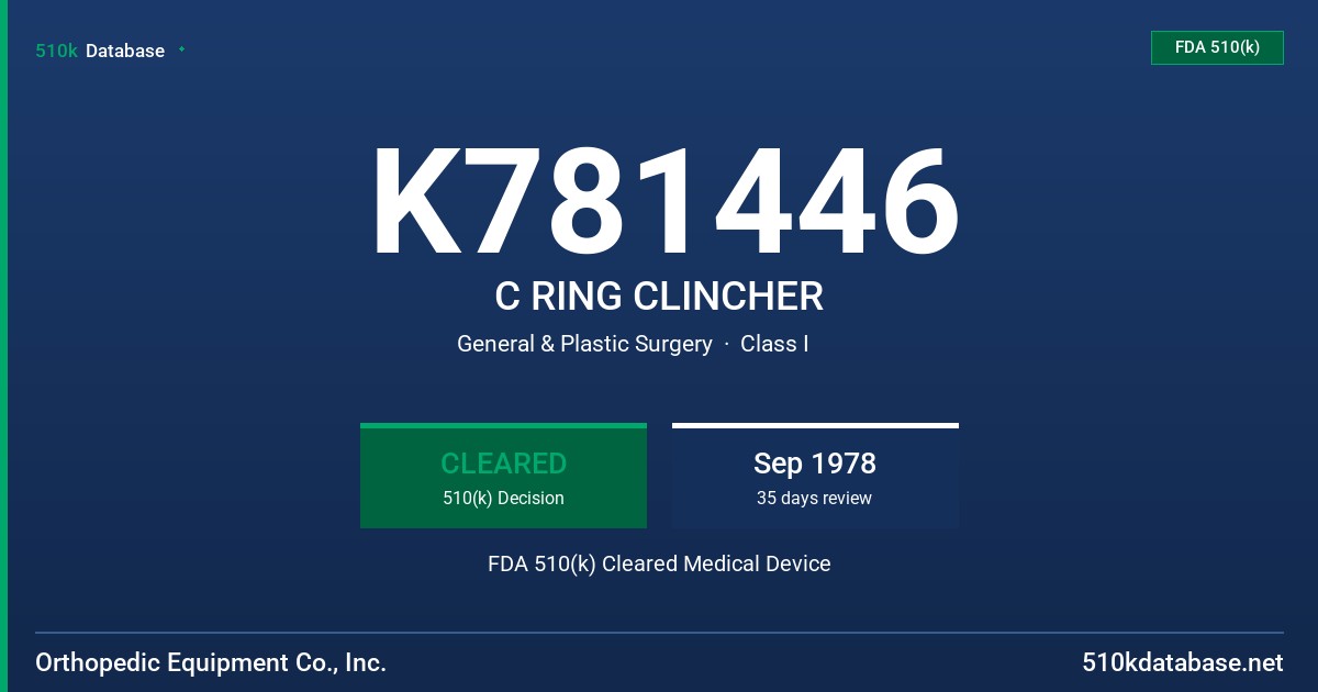 K781446 C RING CLINCHER FDA 510(k) Cleared Medical Device