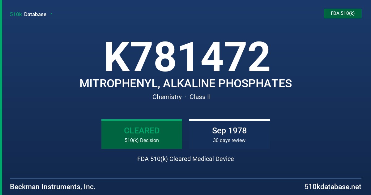 K781472 MITROPHENYL, ALKALINE PHOSPHATES FDA 510(k) Cleared Medical Device