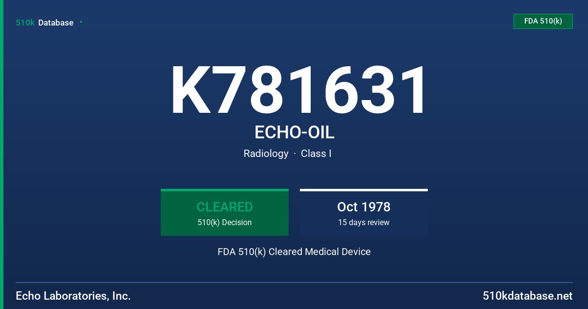 K781631 ECHO-OIL FDA 510(k) Cleared Medical Device