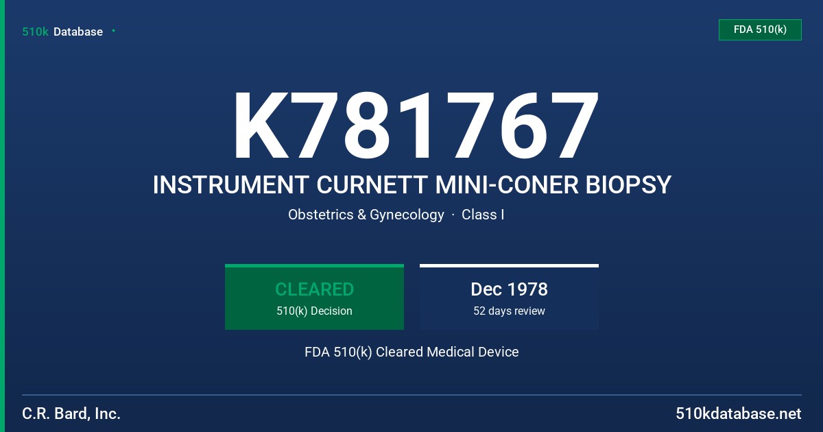 K781767 INSTRUMENT CURNETT MINI-CONER BIOPSY FDA 510(k) Cleared Medical Device