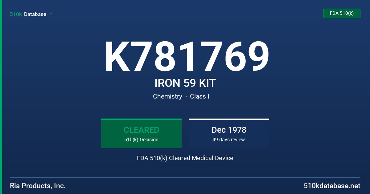 K781769 IRON 59 KIT FDA 510(k) Cleared Medical Device