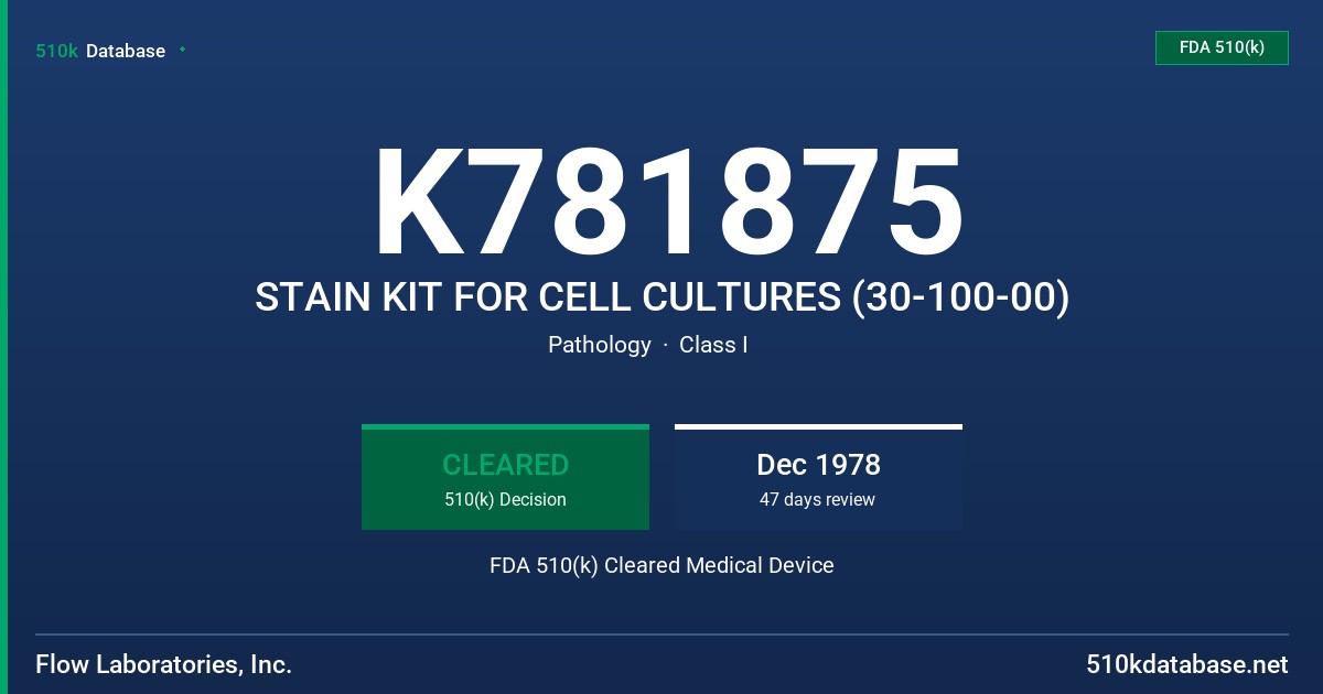 K781875 STAIN KIT FOR CELL CULTURES (30-100-00) FDA 510(k) Cleared Medical Device
