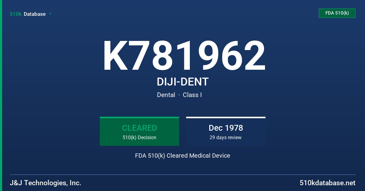 K781962 DIJI-DENT FDA 510(k) Cleared Medical Device