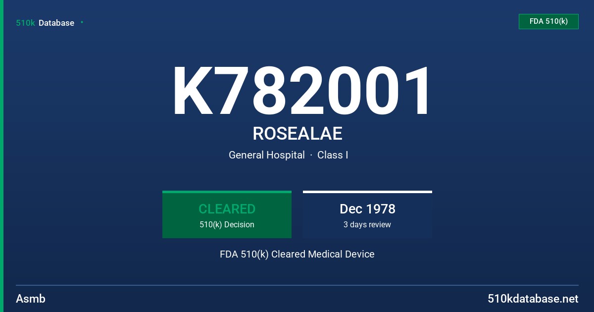 K782001 ROSEALAE FDA 510(k) Cleared Medical Device