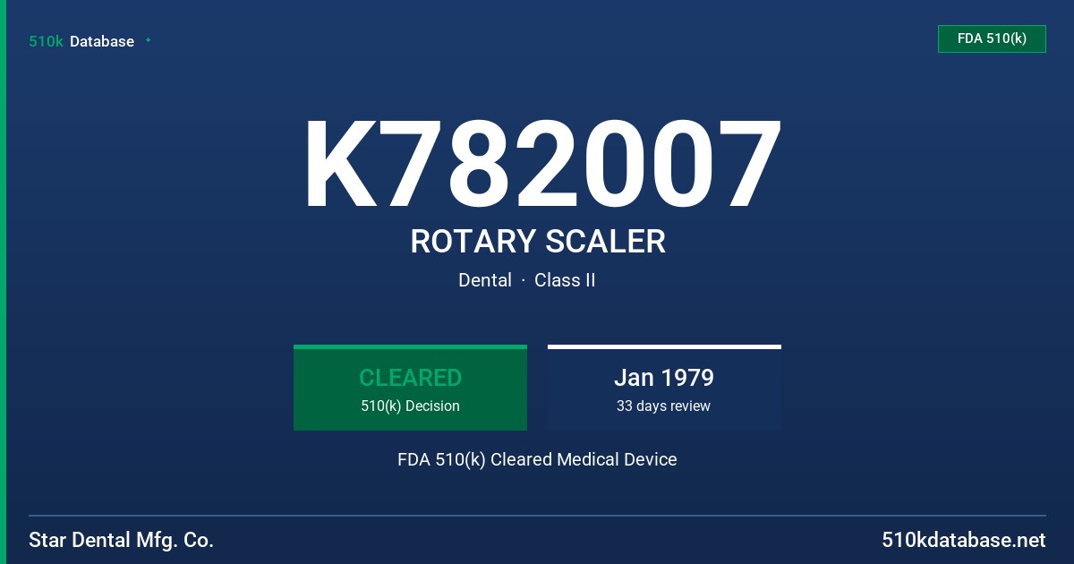 K782007 ROTARY SCALER FDA 510(k) Cleared Medical Device