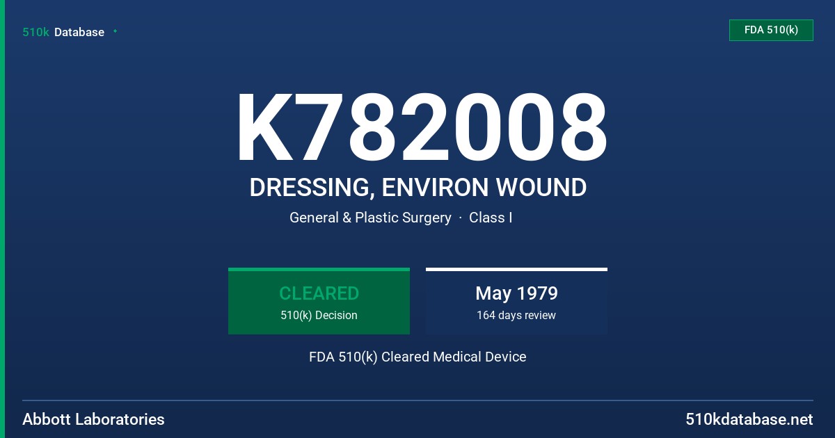 K782008 DRESSING, ENVIRON WOUND FDA 510(k) Cleared Medical Device