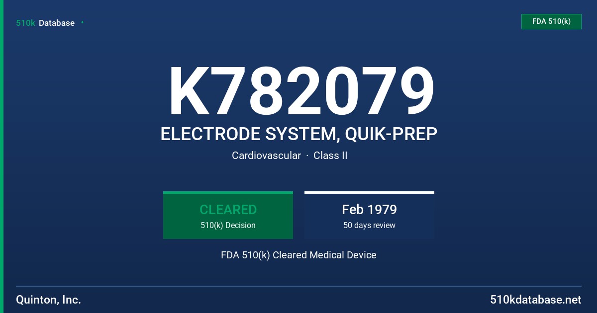 K782079 ELECTRODE SYSTEM, QUIK-PREP FDA 510(k) Cleared Medical Device