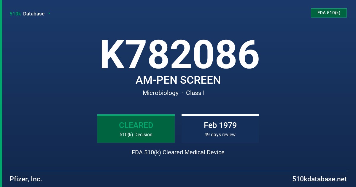 K782086 AM-PEN SCREEN FDA 510(k) Cleared Medical Device