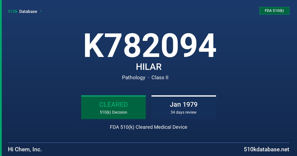 K782094 HILAR FDA 510(k) Cleared Medical Device