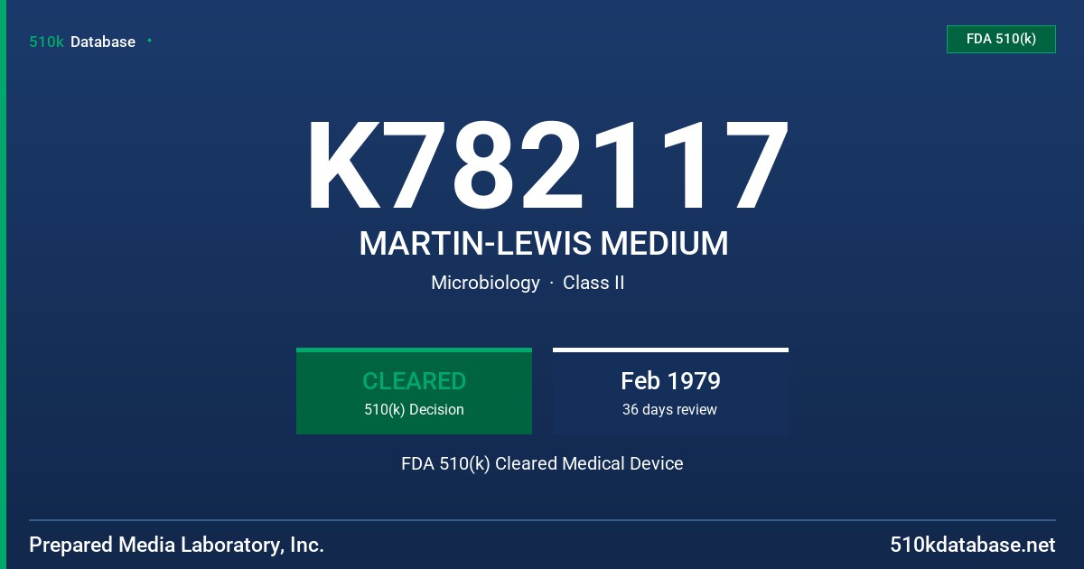K782117 MARTIN-LEWIS MEDIUM FDA 510(k) Cleared Medical Device