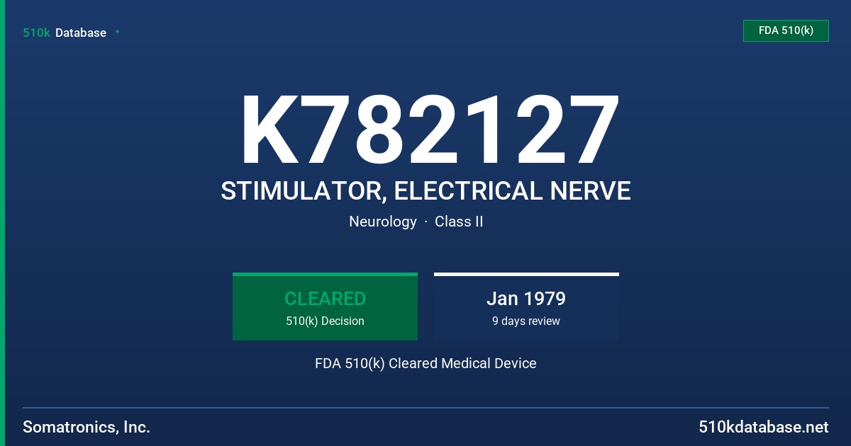K782127 STIMULATOR, ELECTRICAL NERVE FDA 510(k) Cleared Medical Device
