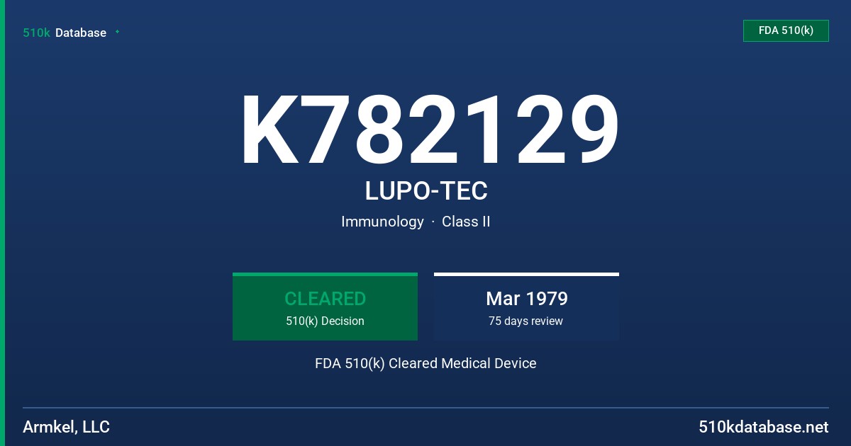 K782129 LUPO-TEC FDA 510(k) Cleared Medical Device