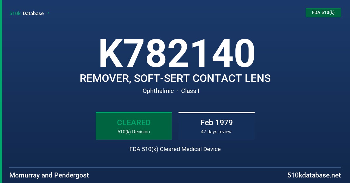 K782140 REMOVER, SOFT-SERT CONTACT LENS FDA 510(k) Cleared Medical Device