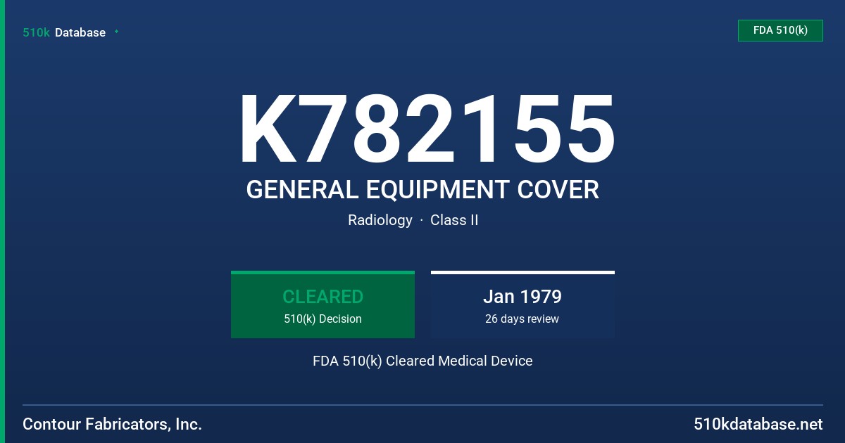 K782155 GENERAL EQUIPMENT COVER FDA 510(k) Cleared Medical Device