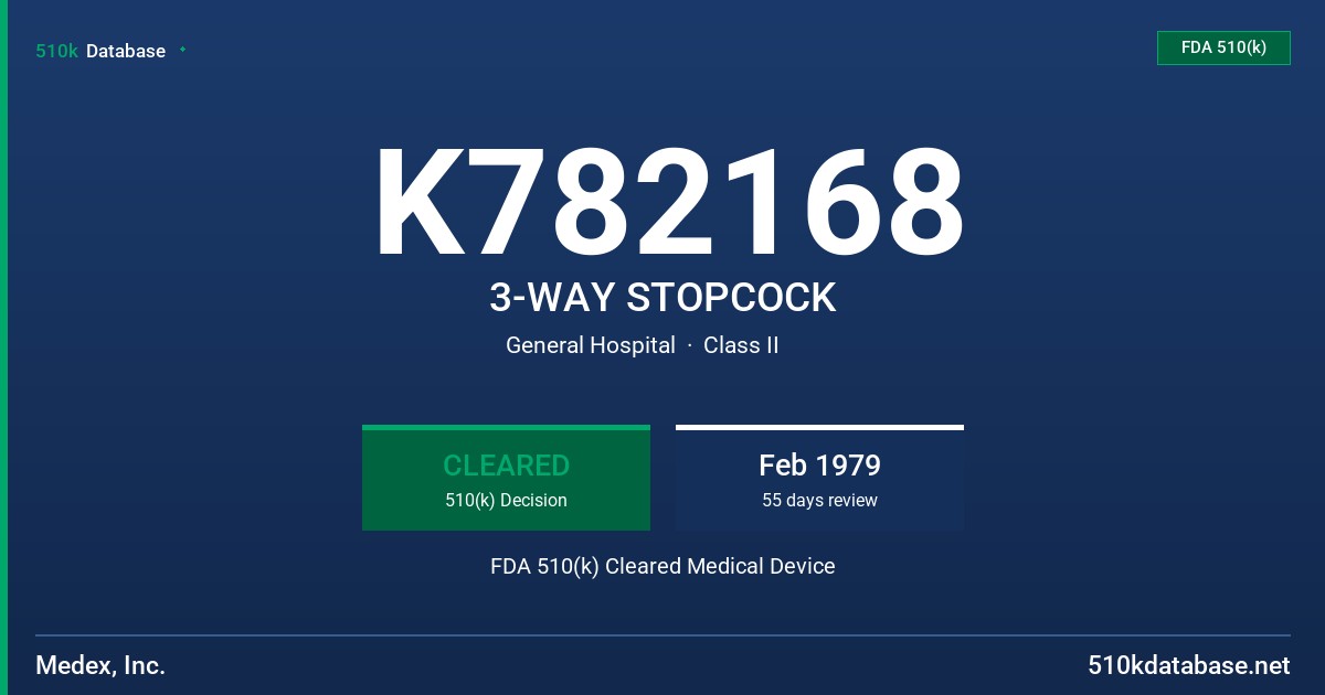 K782168 3-WAY STOPCOCK FDA 510(k) Cleared Medical Device