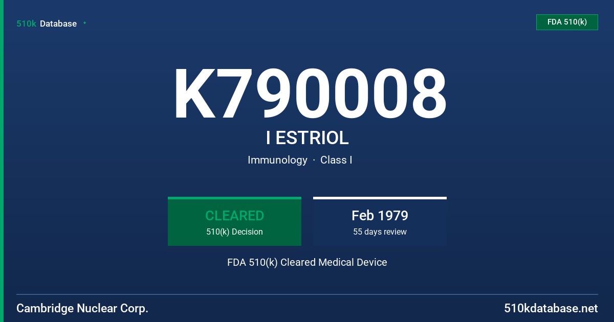 K790008 I ESTRIOL FDA 510(k) Cleared Medical Device