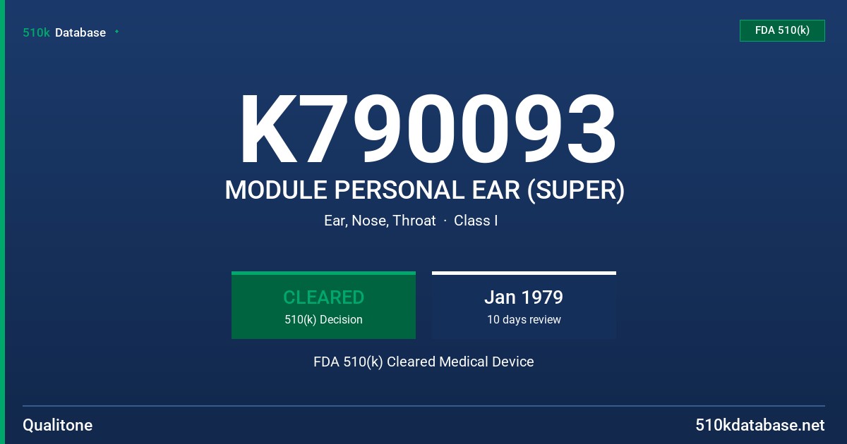 K790093 MODULE PERSONAL EAR (SUPER) FDA 510(k) Cleared Medical Device