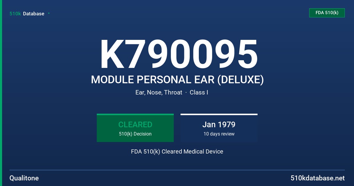 K790095 MODULE PERSONAL EAR (DELUXE) FDA 510(k) Cleared Medical Device