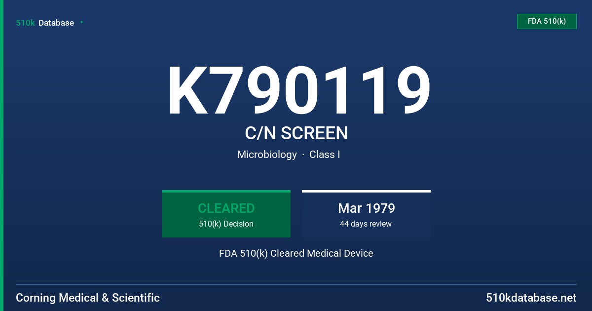 K790119 C/N SCREEN FDA 510(k) Cleared Medical Device