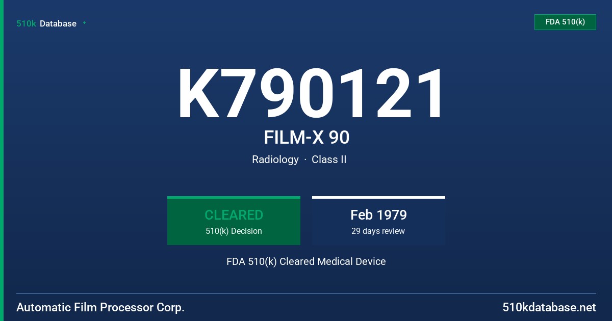 K790121 FILM-X 90 FDA 510(k) Cleared Medical Device