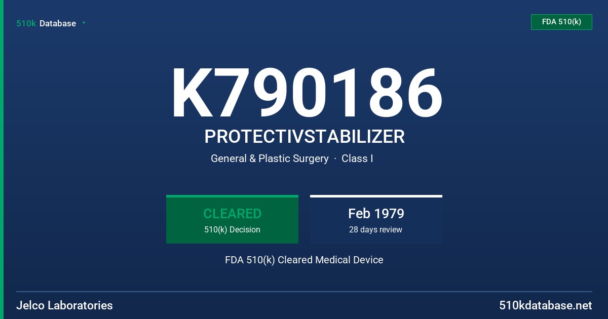 K790186 PROTECTIVSTABILIZER FDA 510(k) Cleared Medical Device
