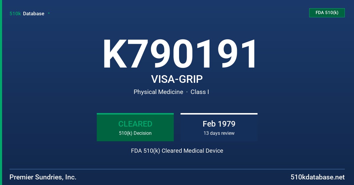 K790191 VISA-GRIP FDA 510(k) Cleared Medical Device
