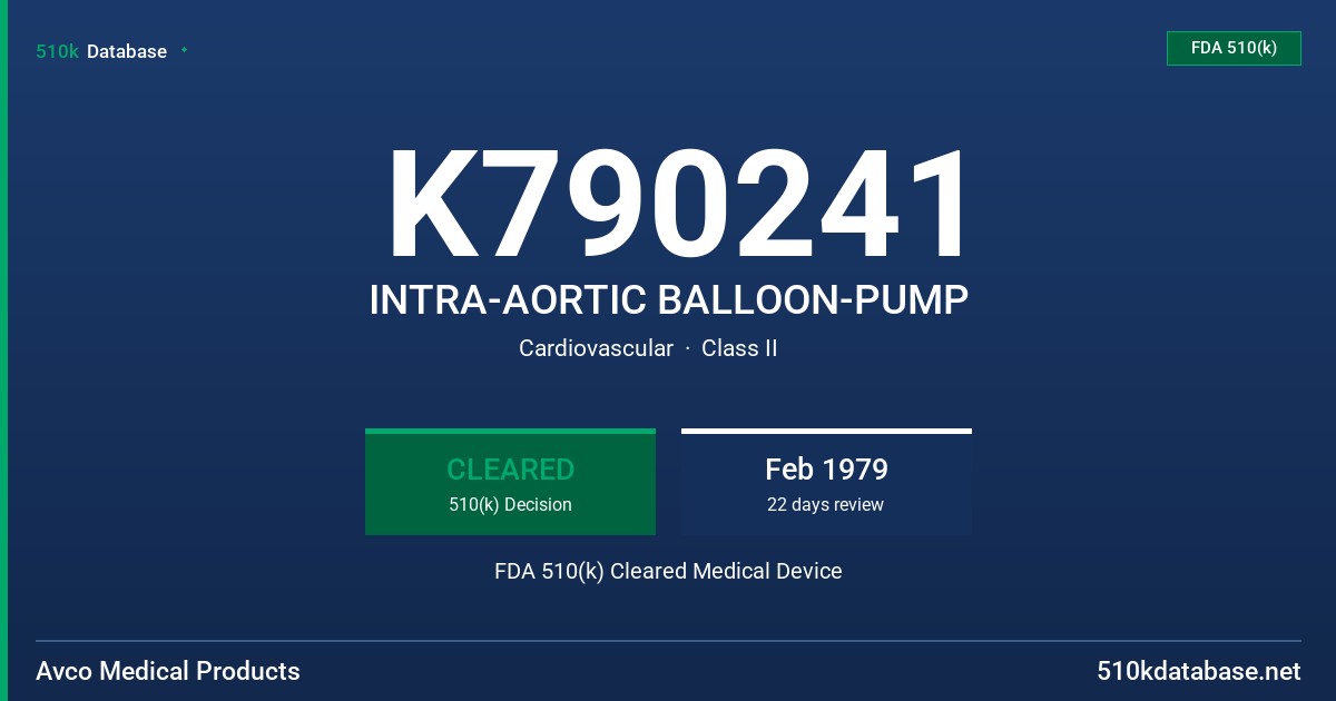 K790241 INTRA-AORTIC BALLOON-PUMP FDA 510(k) Cleared Medical Device